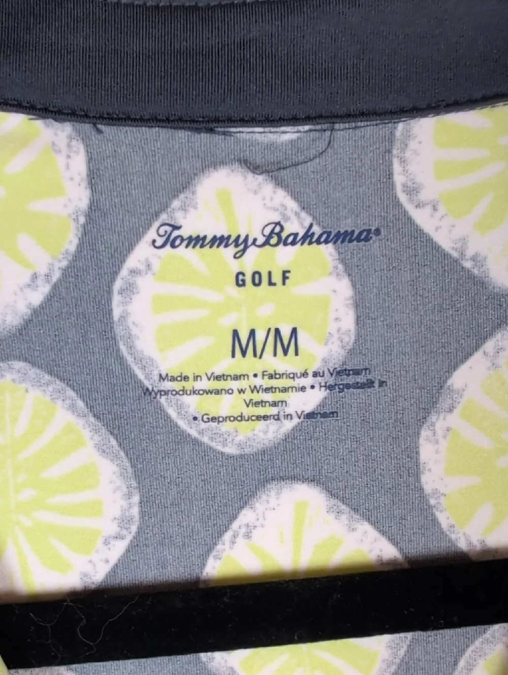 509-Tommy Bahama Navy Sleeveless Collared Tank with Lime Print - Picture 2 of 4